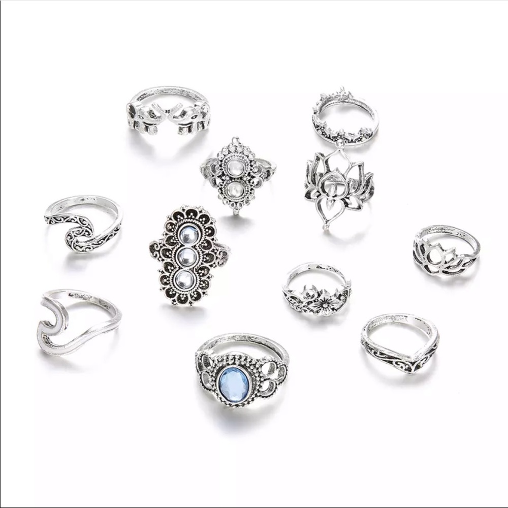 🆕 11pc Boho Ring Set - Picture 2 of 3